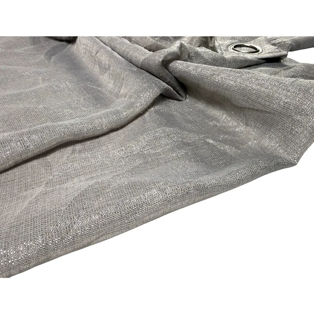 1 Single Silver Curtain Panel Metallic Drape With Grommets 84 Sheer Gray Shimmer